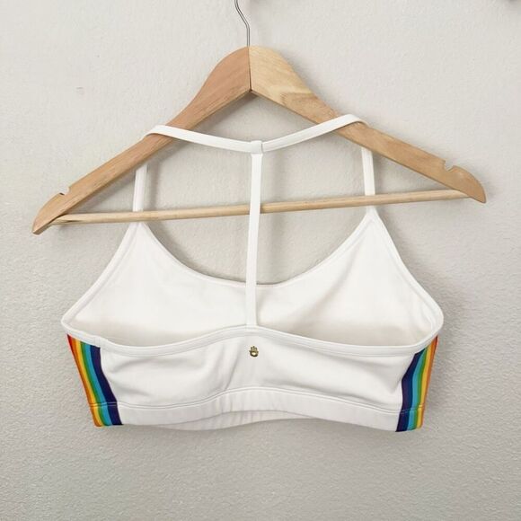 SPIRITUAL GANGSTER | Rainbow White T-Back Sports Bra Top  | Size Medium - Picture 6 of 9